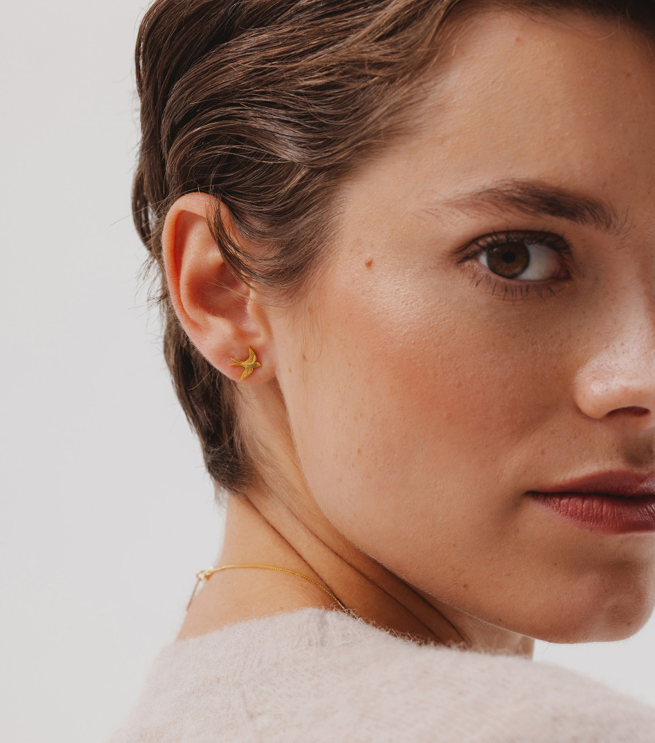 Kolczyki sztyfty pozłacane jaskółki