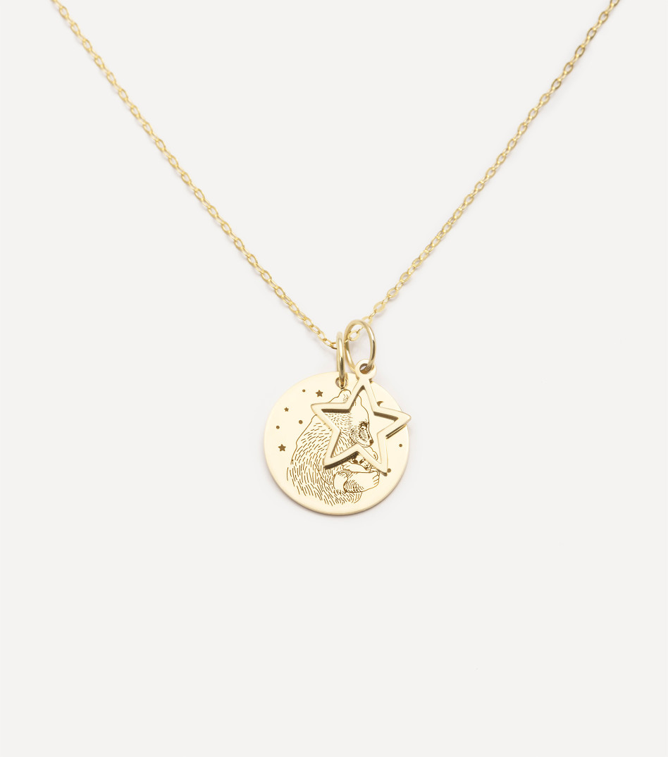 Złoty naszyjnik z medalikiem Mama Bear