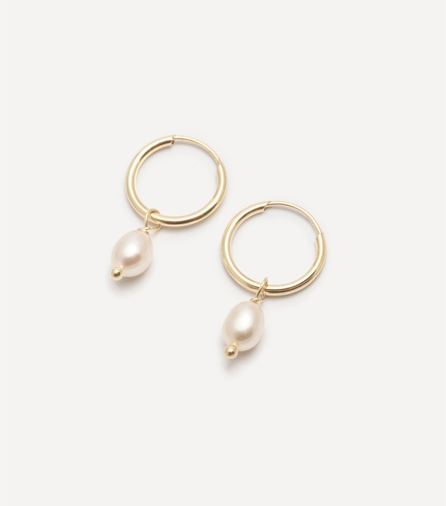 Złote kolczyki koła z perłami