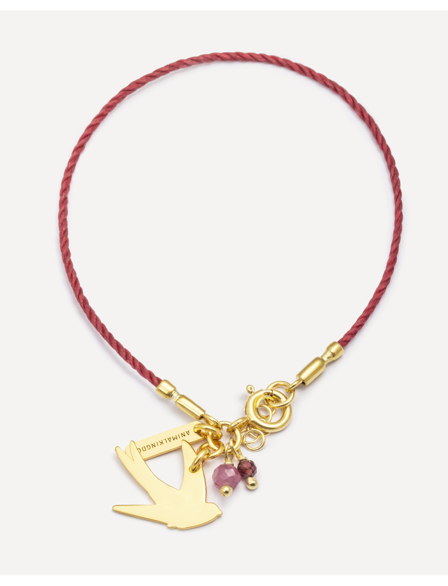 Gold-plated string bracelet with charm