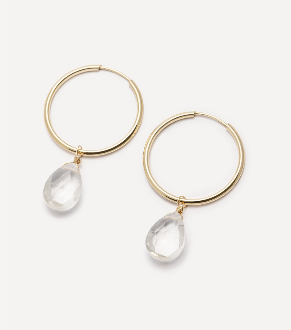 Złote kolczyki koła z topazami