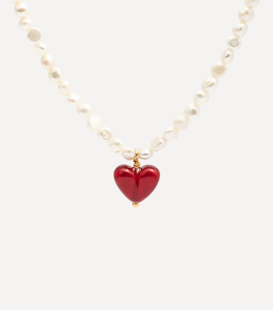 Pozłacany choker z perłami i zawieszką