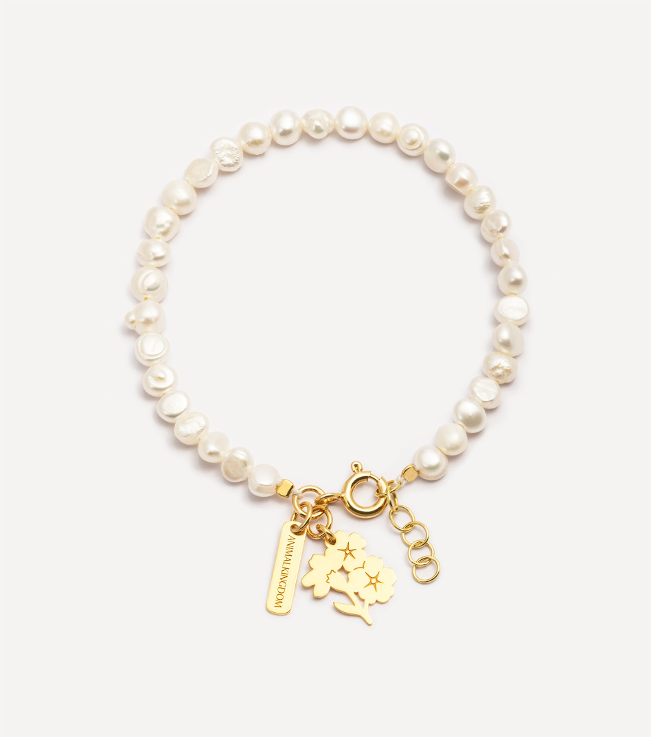 Pozłacana bransoletka z perłami i zawieszką