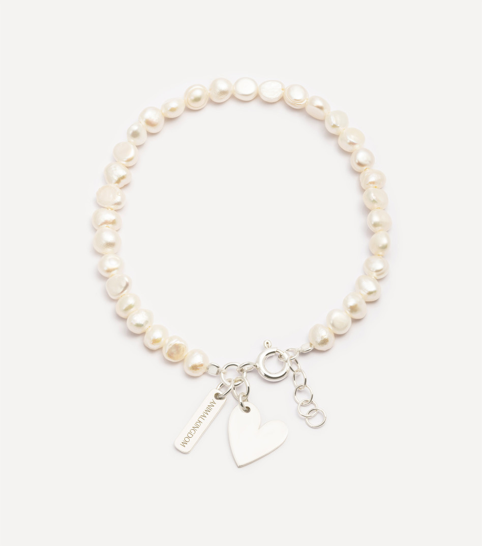 Srebrna bransoletka z perłami i zawieszką