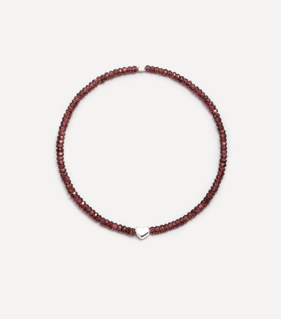 Srebrna bransoletka z granatami i sercem