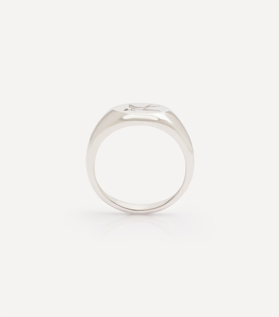 Srebrny sygnet z jaskółką