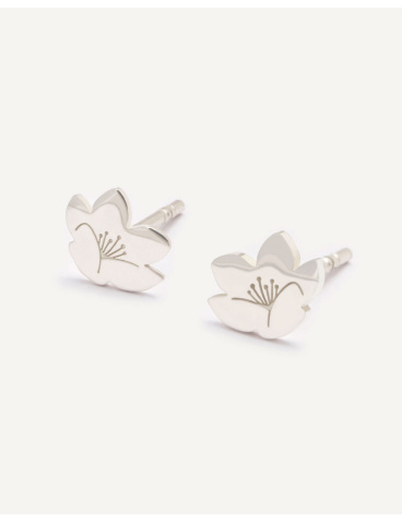 Silver cherry flower earrings