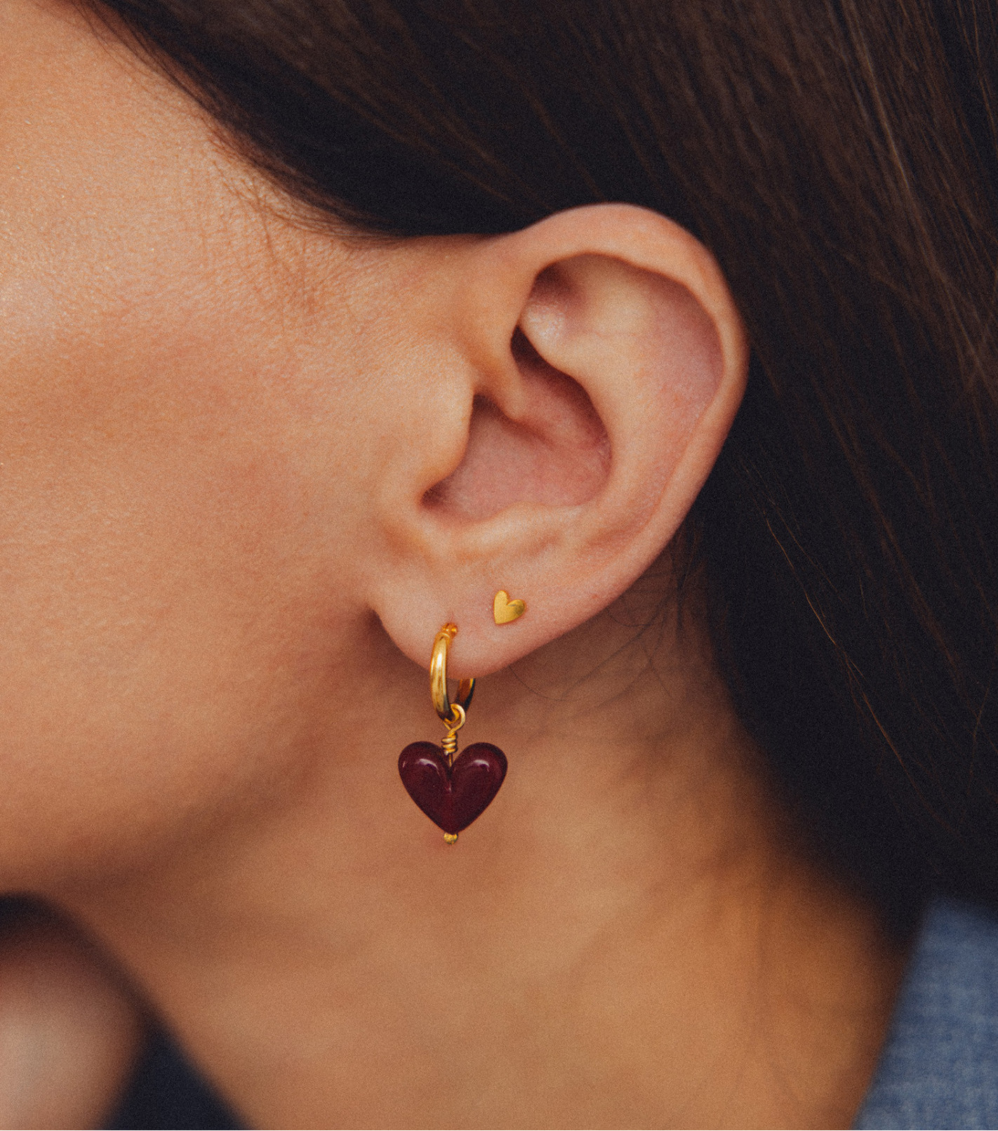 Pozłacane kolczyki z sercami