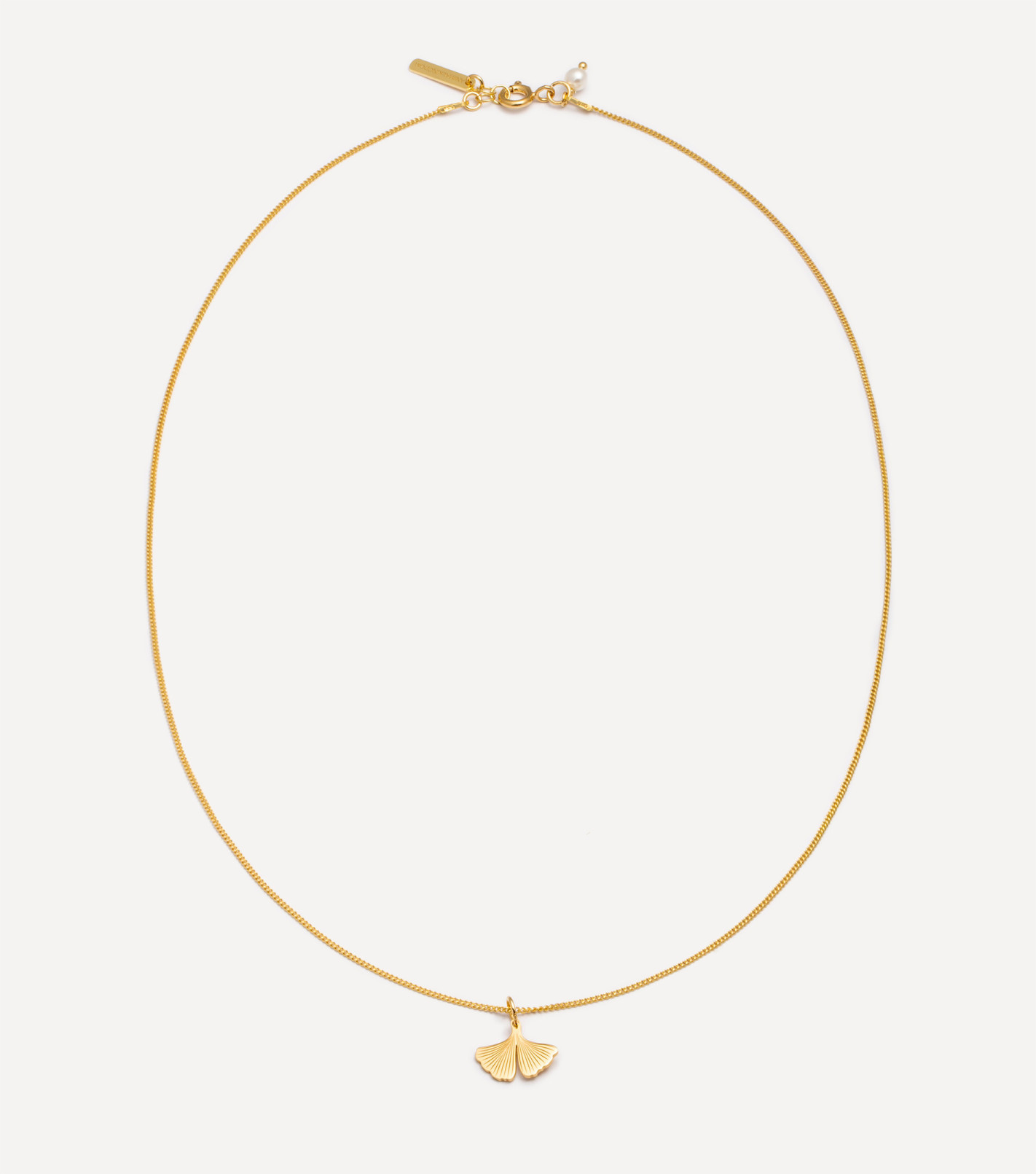 Pozłacany naszyjnik z łańcuszkiem pancerką i miłorzębem