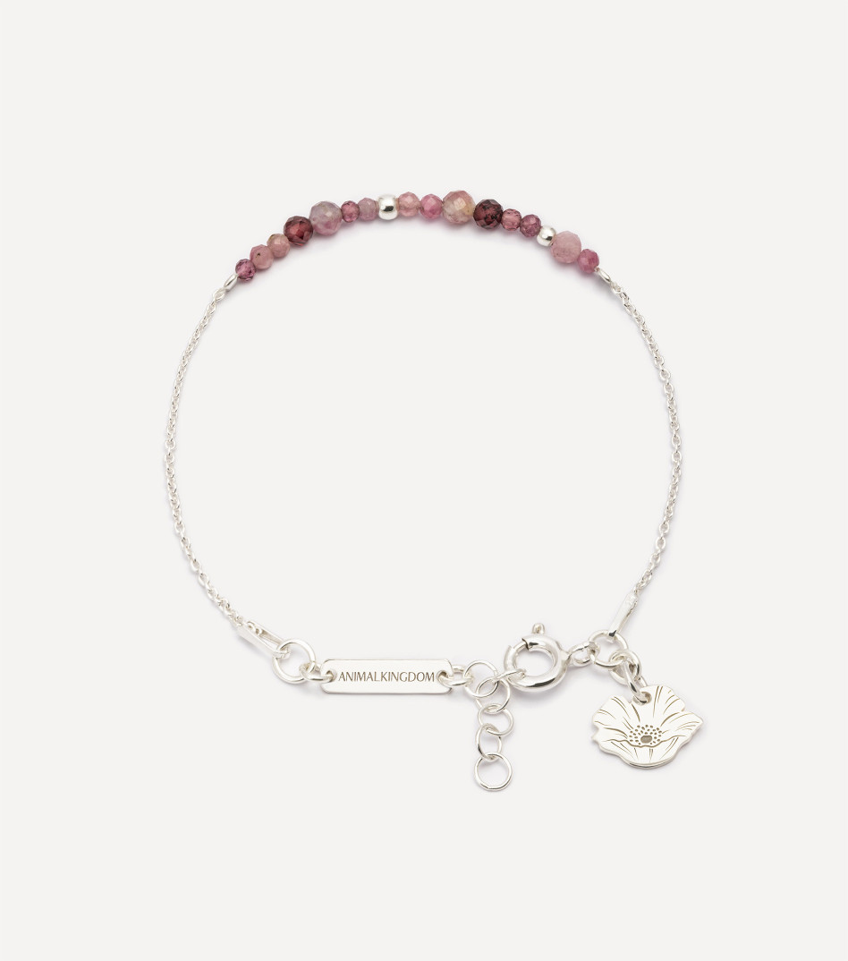 Srebrna bransoletka z kamieniami i łańcuszkiem