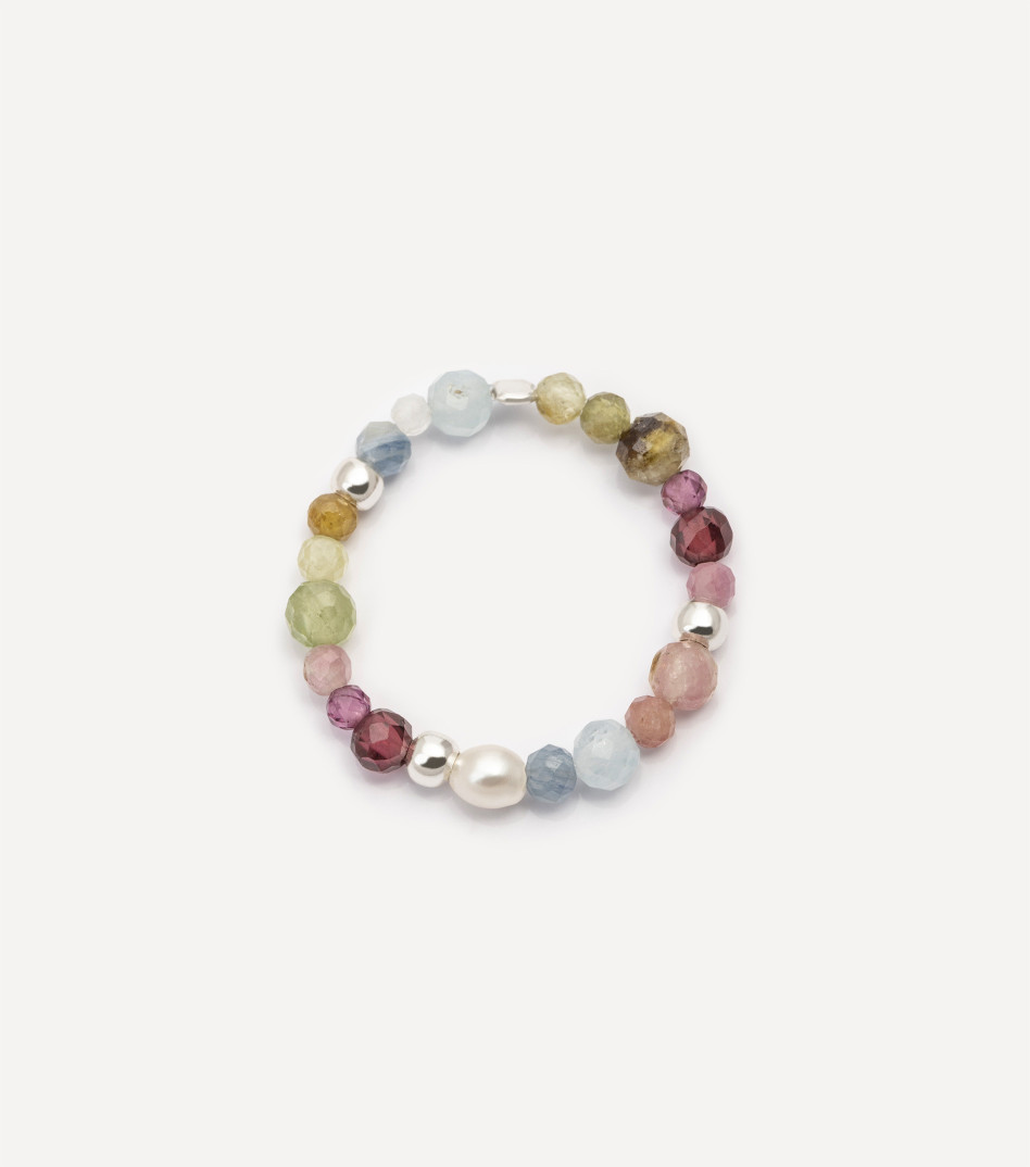 Srebrny pierścionek z kamieniami