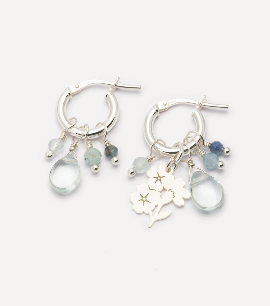 Srebrne kolczyki koła z zawieszkami i kamieniami