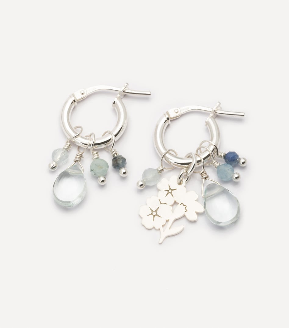Spring Blossom Hoop Earrings in Silver