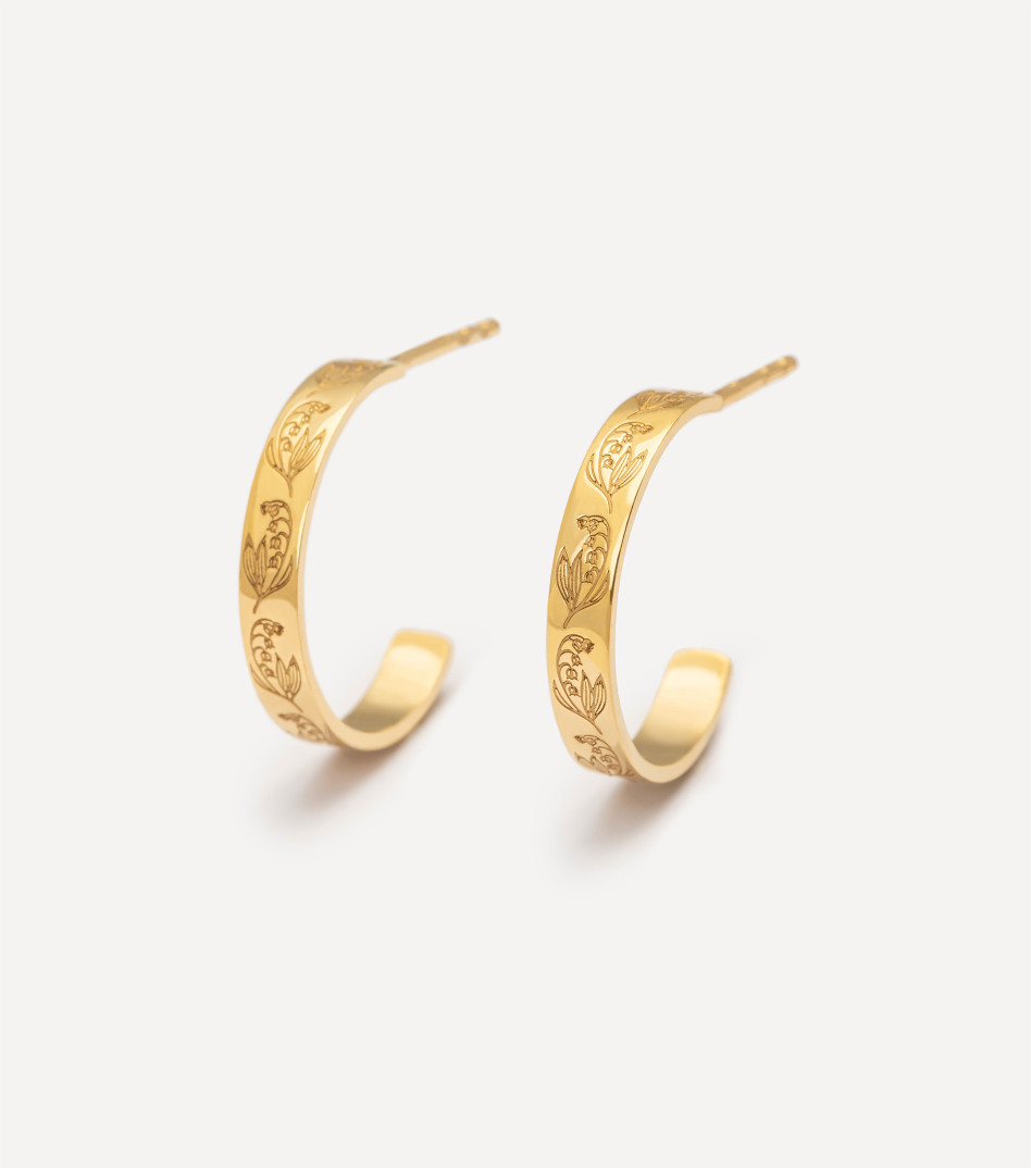 Pozłacane kolczyki koła z konwaliami