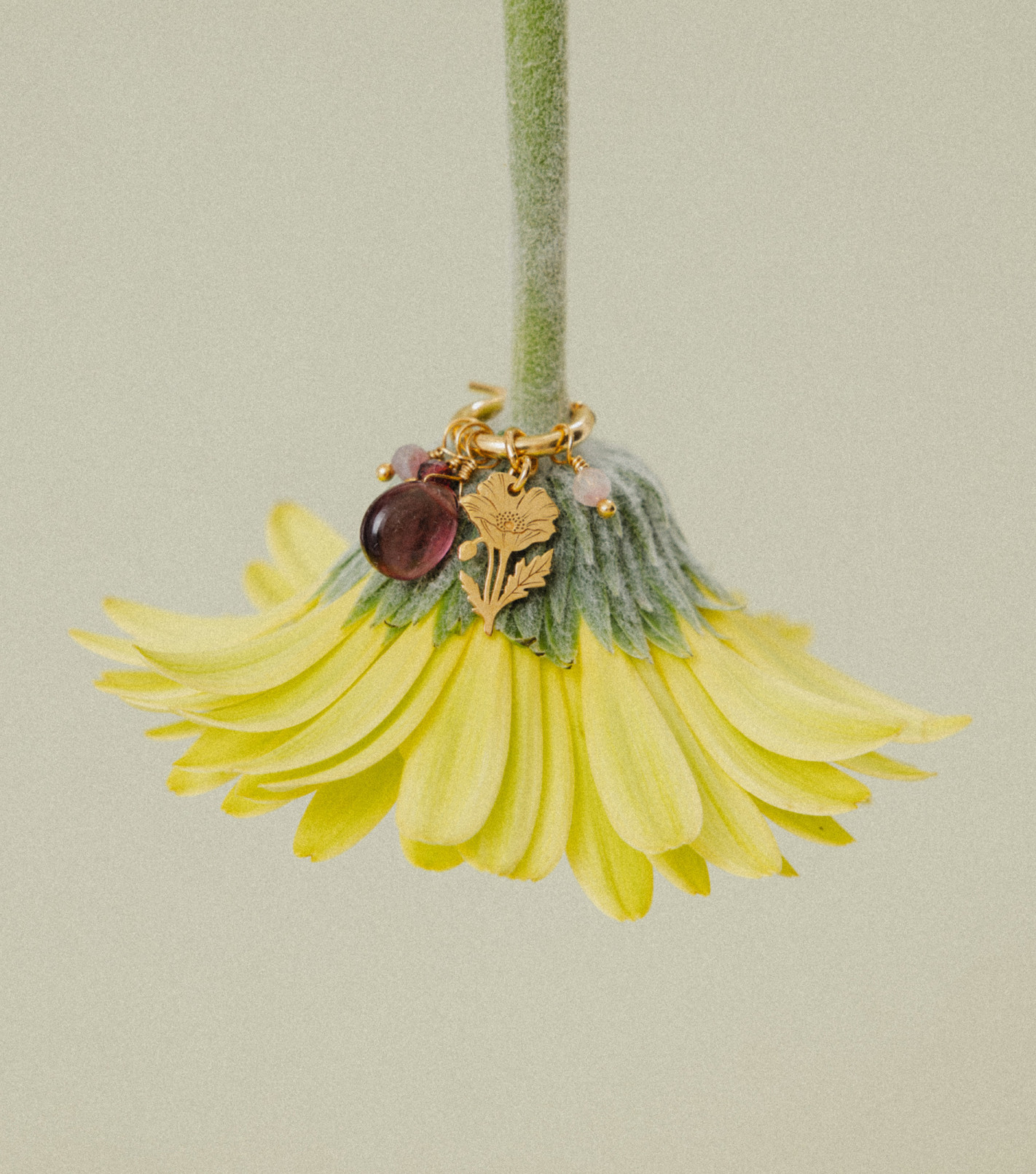 Pozłacane kolczyki koła z zawieszkami i kamieniami