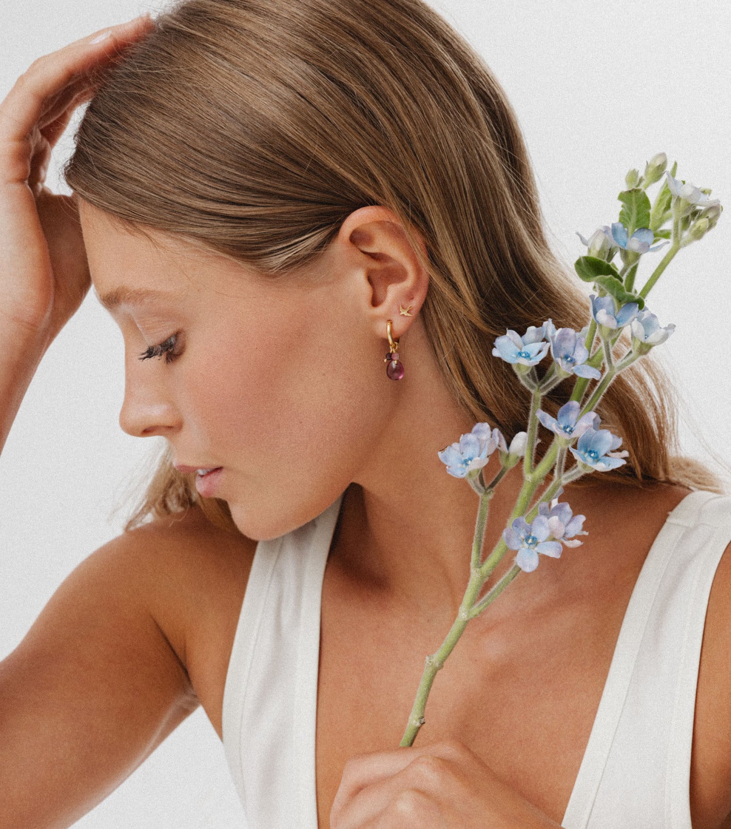 Spring Blossom Hoop Earrings in Gold