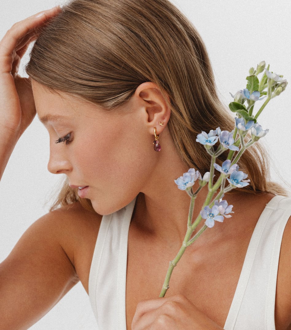 Spring Blossom Hoop Earrings in Gold