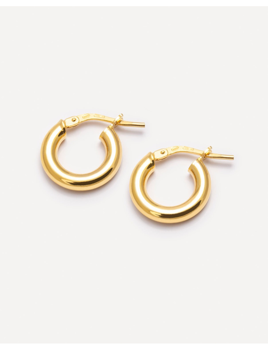 Modern gold plated hoops 14 mm
