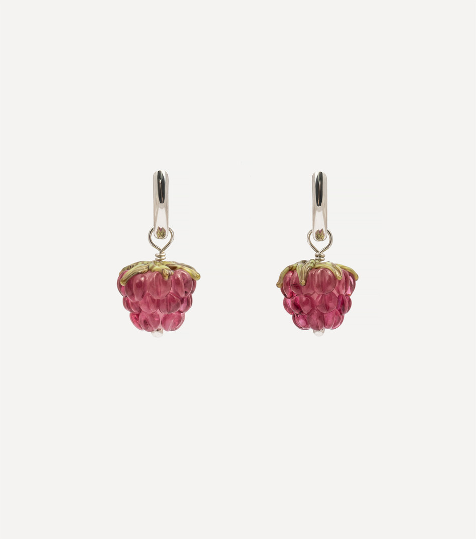 Berry Love Hoop Earrings in Silver