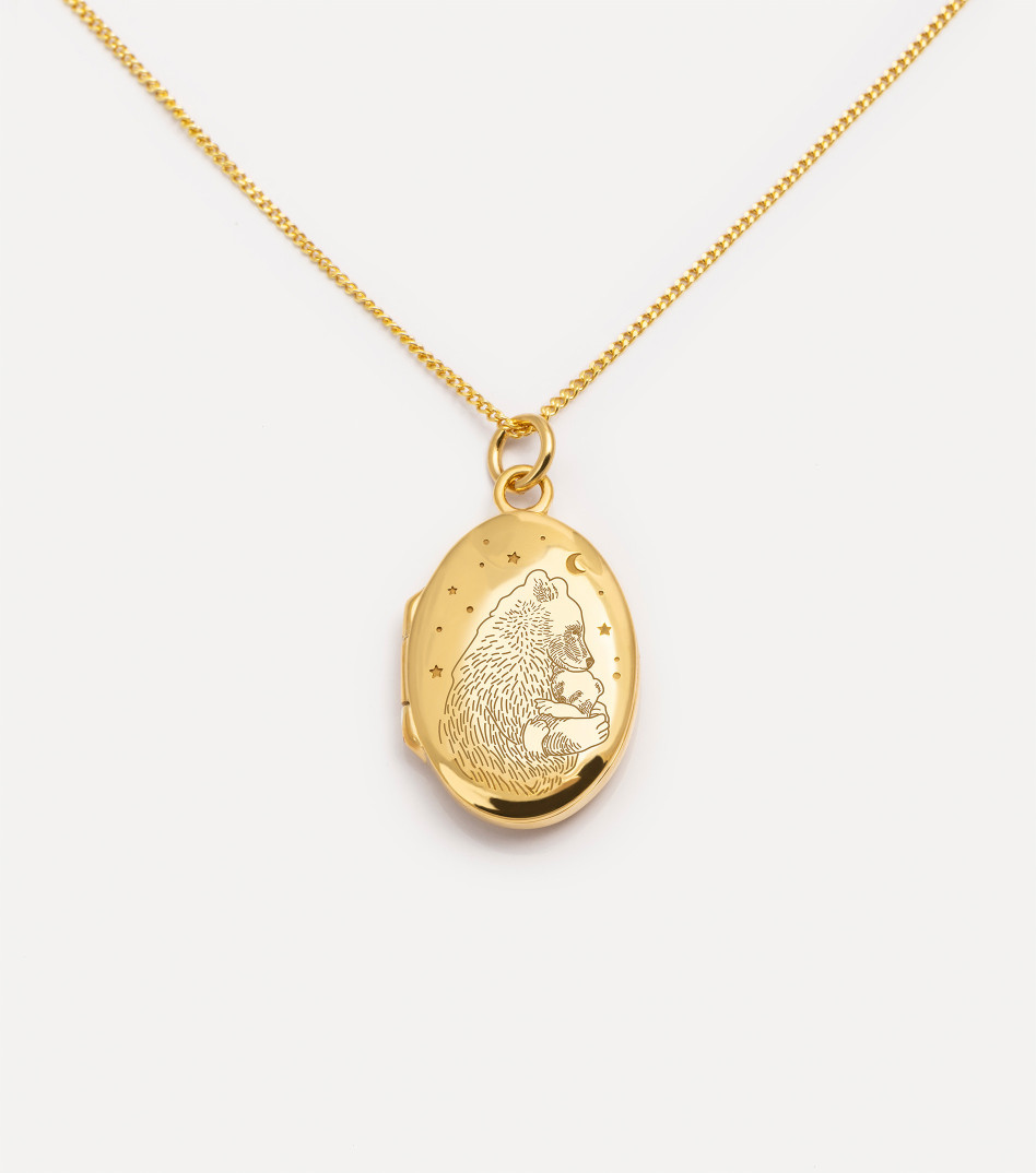 Mama Bear Locket Necklace in Gold