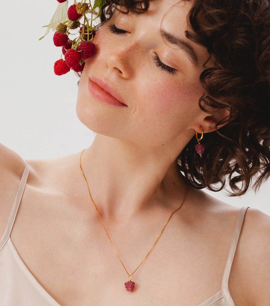 Berry Love Hoop Earrings in Gold