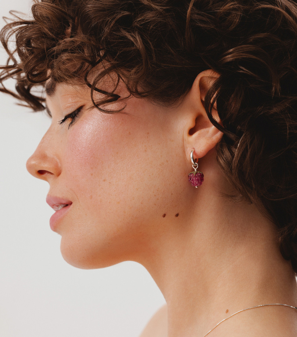 Berry Love Hoop Earrings in Silver
