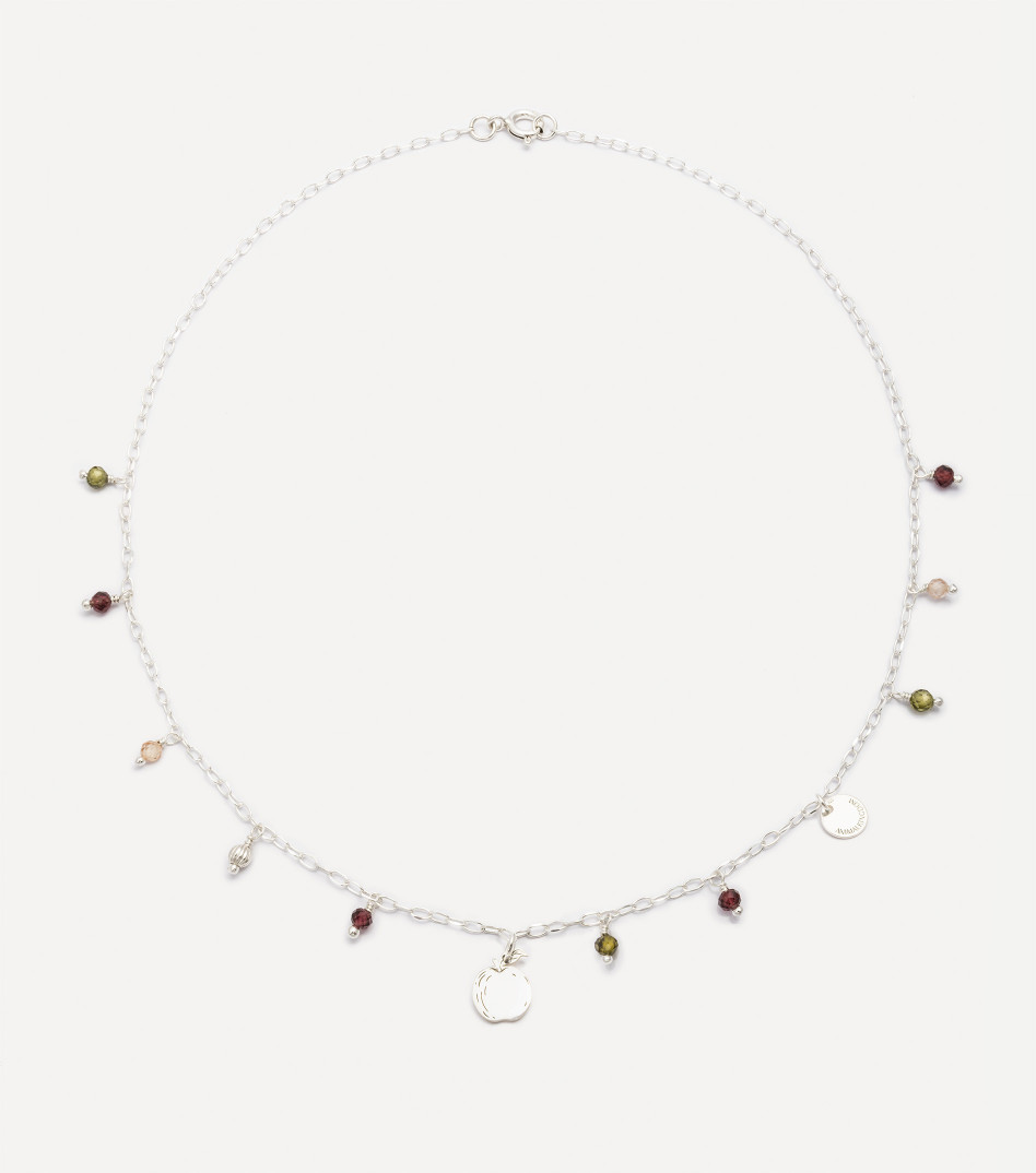 Srebrny naszyjnik z kamieniami i zawieszką