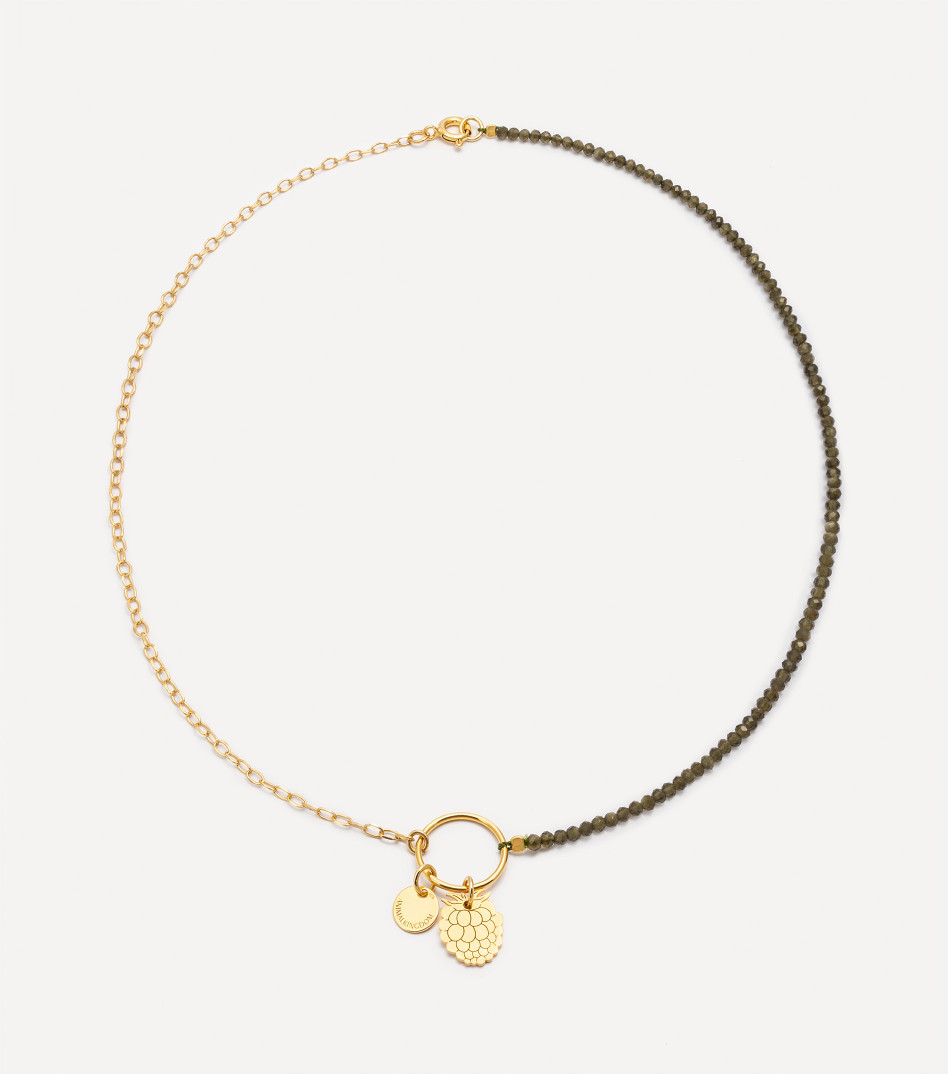 Naszyjnik pozłacany z kamieniami i łańcuszkiem