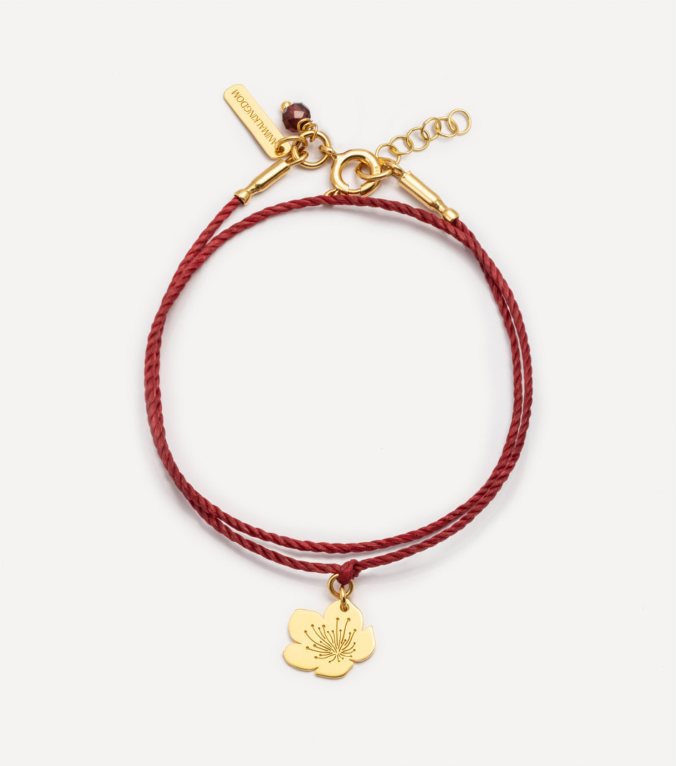 Bransoletka na sznureczku z kwiatkiem
