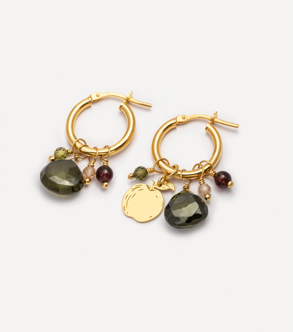 Pozłacane kolczyki z kamieniami i zawieszką