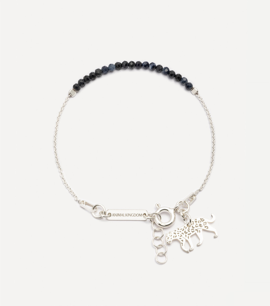 Srebrna bransoletka z szafirami i zawieszką