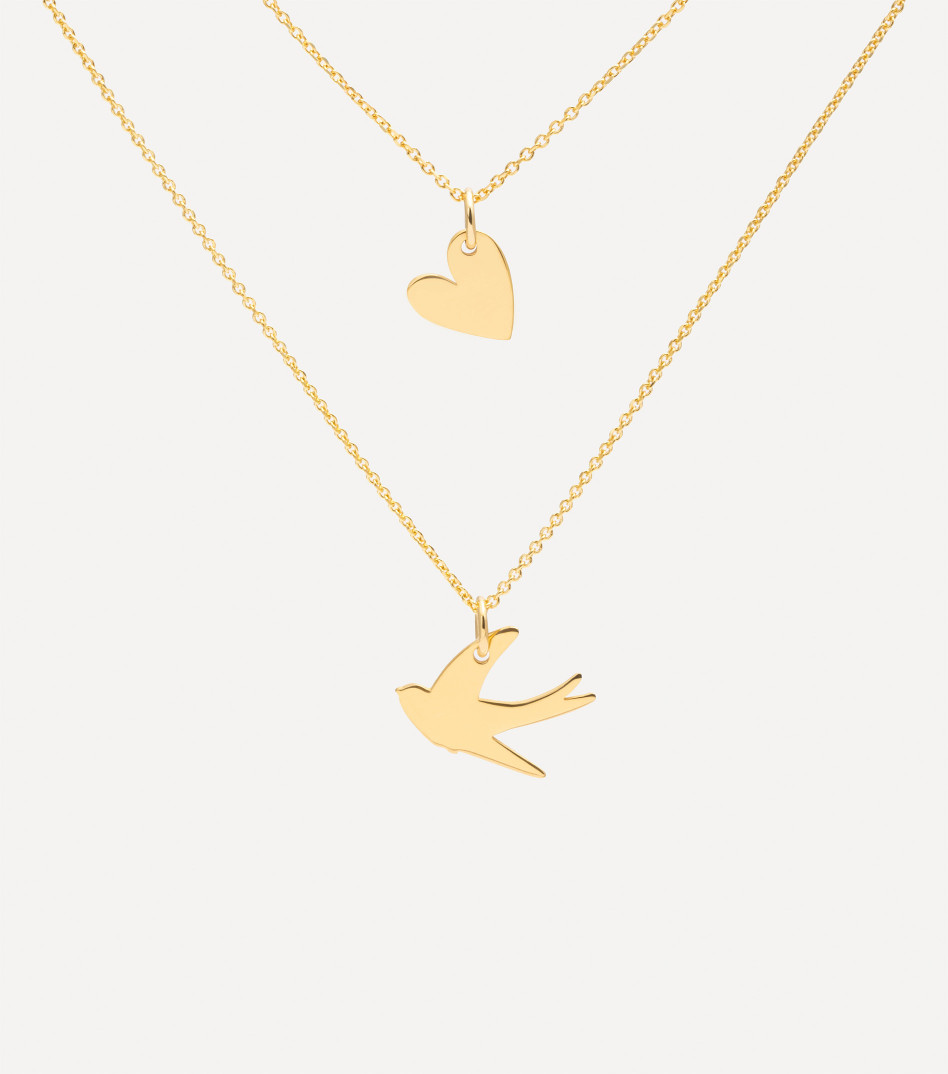 Pozłacany naszyjnik podwójny z zawieszkami