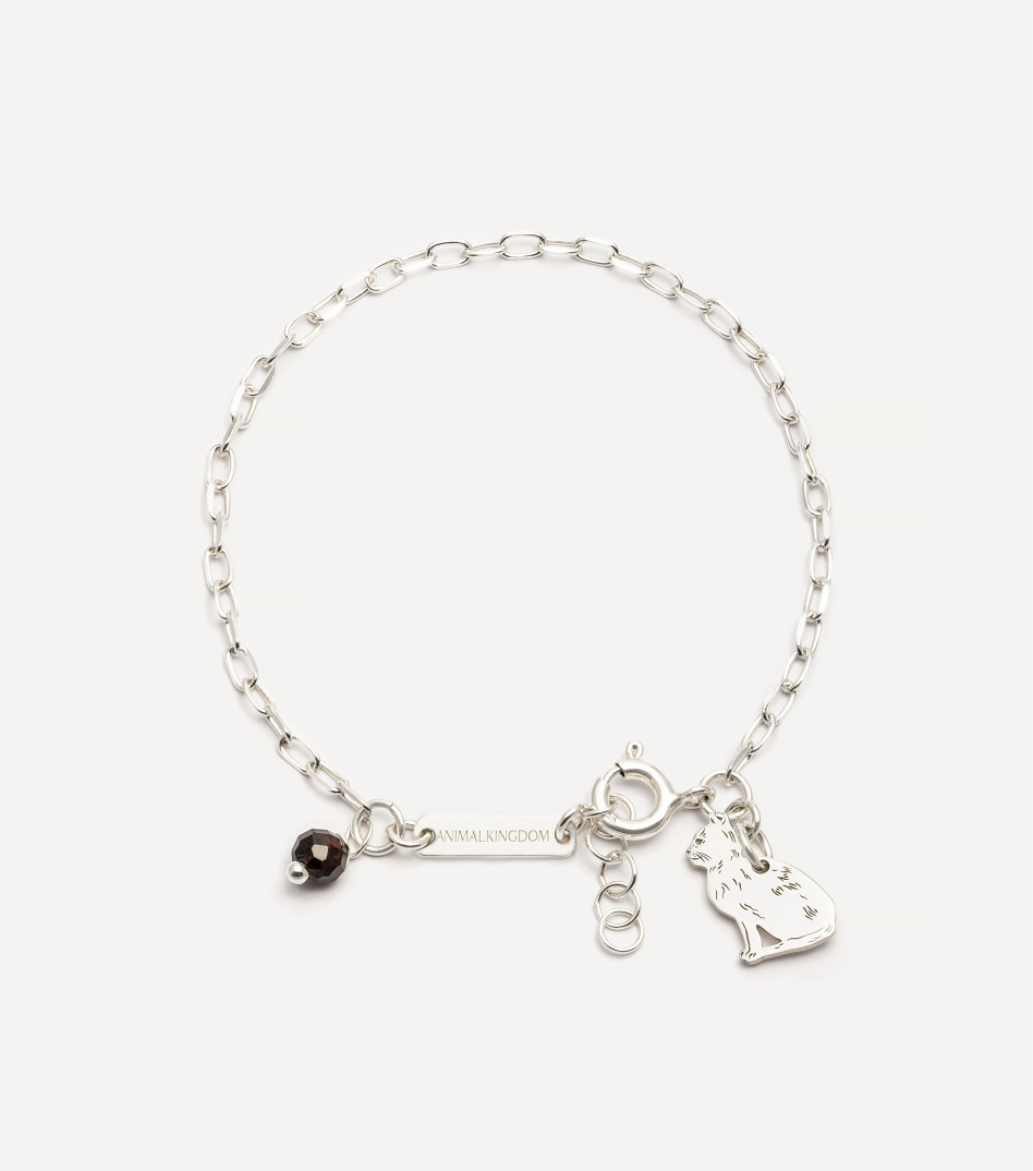 Srebrna bransoletka z kotkiem i kamieniem