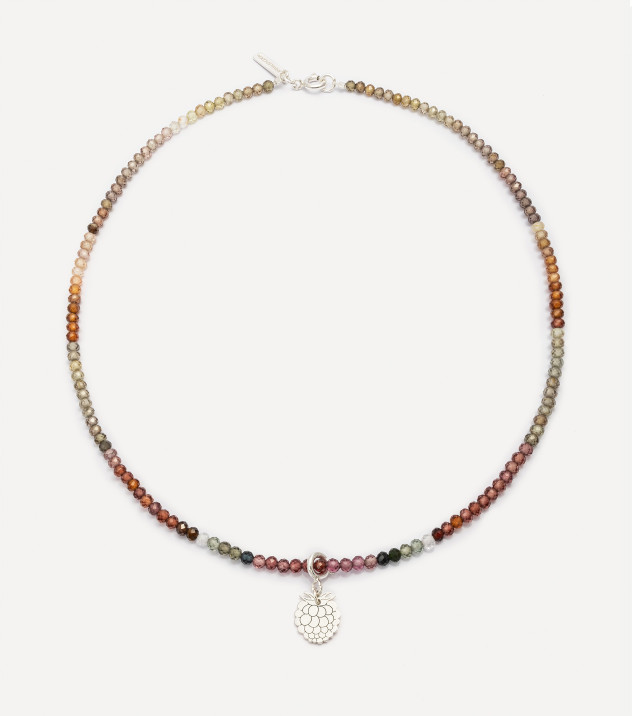 Srebrny choker z kamieniami i zawieszką