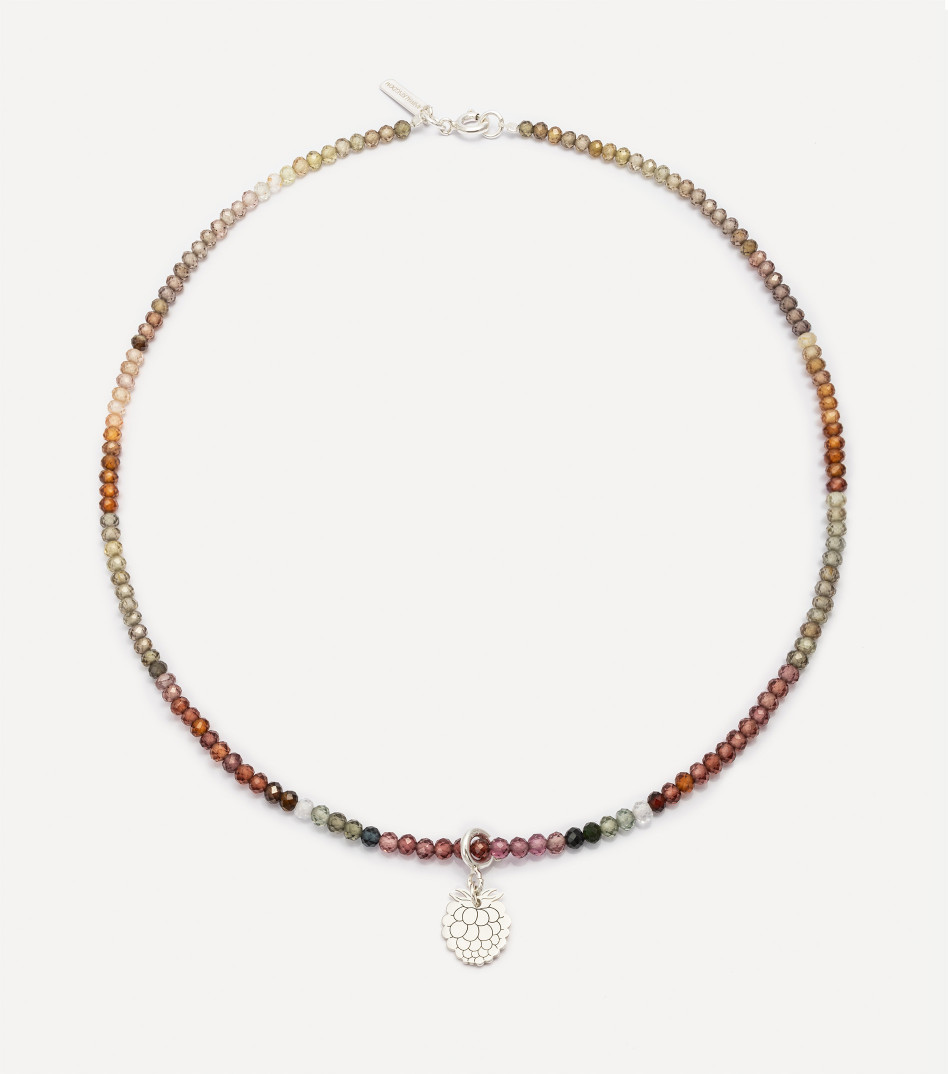 Srebrny choker z kamieniami i zawieszką
