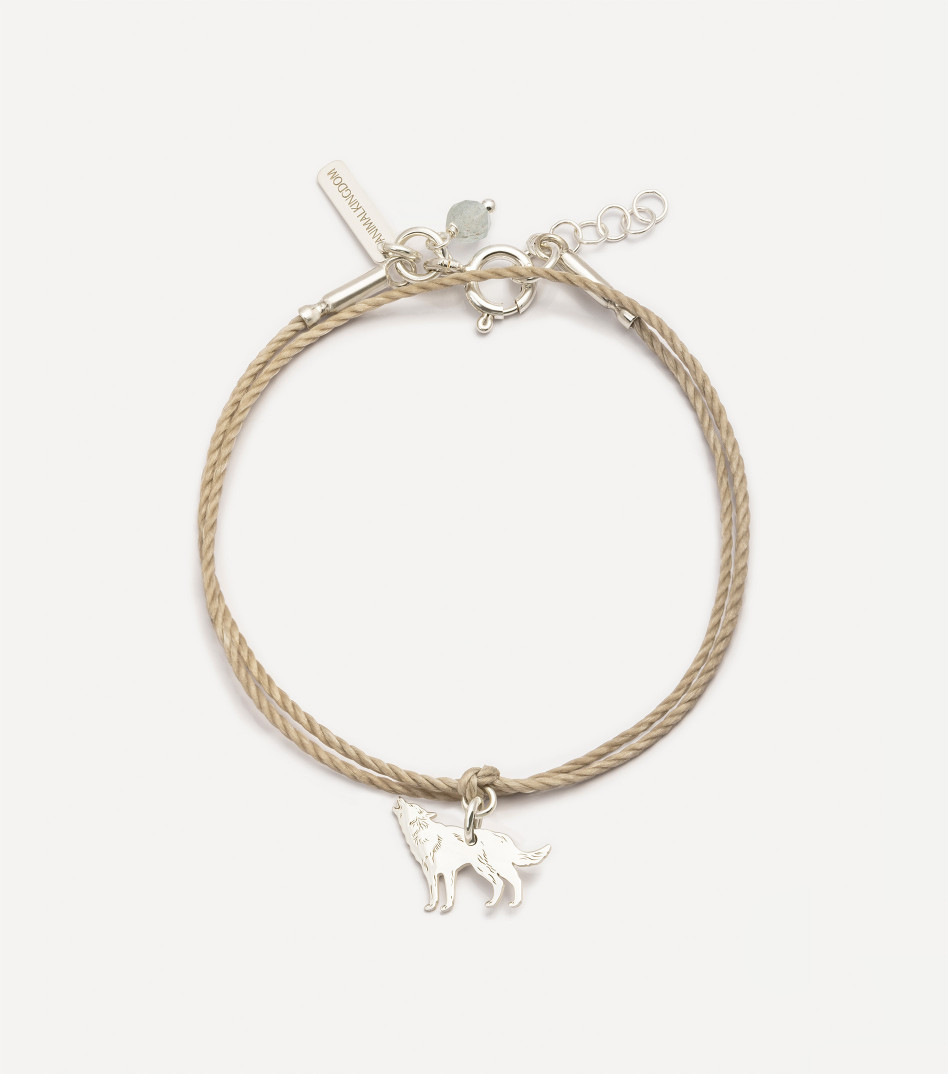 Bransoletka na sznureczku z wilkiem