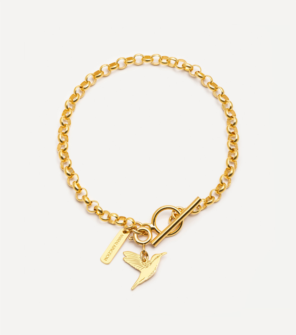 Bransoletka na grubym łańcuszku z wieloma zawieszkami