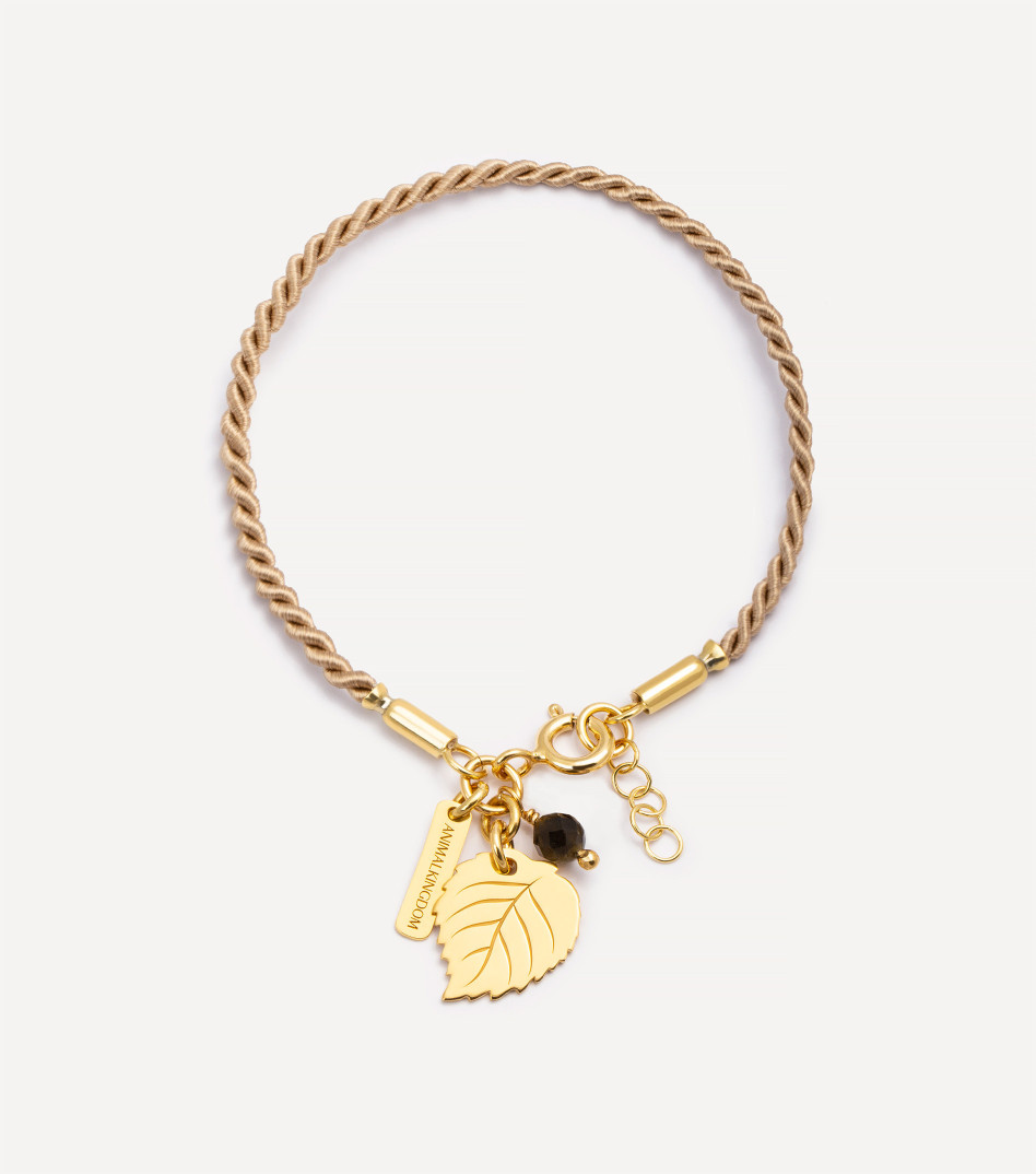 Bransoletka na sznurku z listkiem