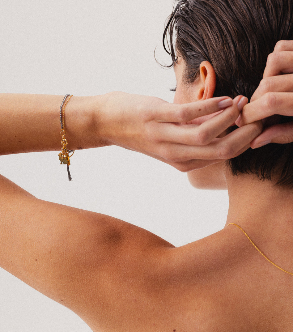 Bransoletka pozłacana z kotem