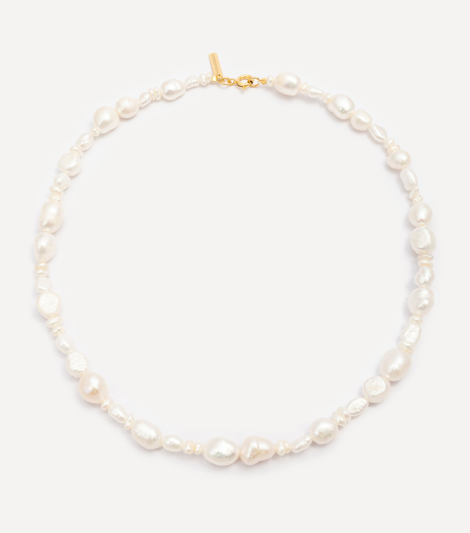 Pozłacany naszyjnik z naturalnych pereł